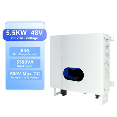 5.5kw 5.5kva Bộ sạc Inverter Hybrid Mặt trời 24V 48V DC đến 220V AC Pure Sine Wave
