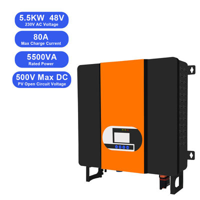 Màn hình LCD 5.5KW 48V đến 110V 220V MPPT Bộ sạc năng lượng mặt trời Inverter lai với điện áp AC 230VAC