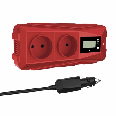 Giá tốt. Bộ chuyển đổi điện trên ô tô 300W 12V Sóng hình sin chuẩn, Ổ cắm AC kép, 2 cổng USB cho Laptop/Thiết bị 167*87*44mm USB A Type C 5V/3A trực tuyến