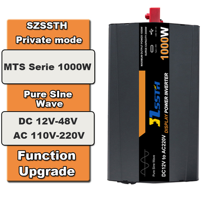 Giá tốt. Biến tần năng lượng mặt trời sóng sin chuẩn 1kW 12V/24V sang 110V/220V, công suất đỉnh 2000W trực tuyến
