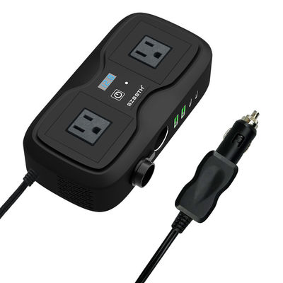 Giá tốt. Bộ chuyển đổi điện trên ô tô sóng sin cải tiến 200W | Bộ chuyển đổi DC 12V sang AC 220V với 2 ổ cắm AC & 2 cổng USB trực tuyến